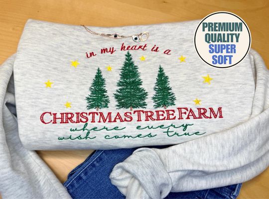 Discover Embroidered Christmas Sweatshirt, In My Heart Is a Christmas Tree Farm, Swift Christmas Tree Farm, TS12 Hoodie, Christmas Tree Farm shirt