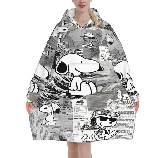 Snoopys Cute Dogs Woodstock Wearable Blanket Hoodie for Women Men