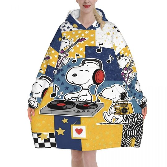 Discover Snoopys  Oversized Blanket Hoodie Sweatshirt Long Fleece Hooded Wearable Blanket with Large Pocket for Women Men