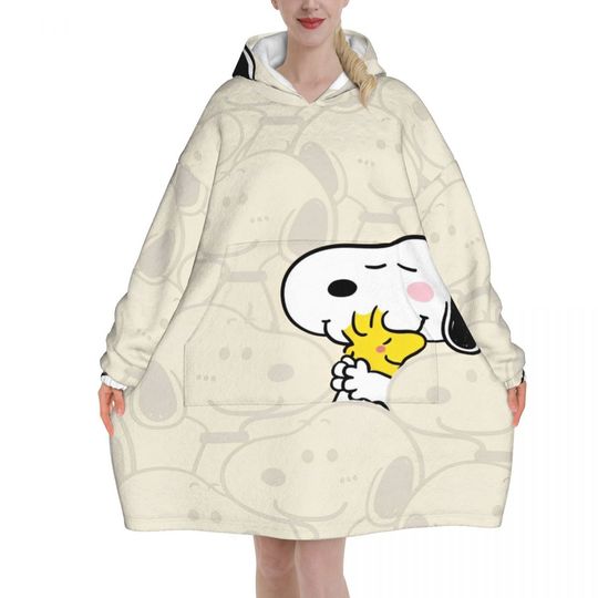 Discover Snoopys Cute Dogs Woodstock Blanket Hoodie Wearable Blanket Large with Pocket Warm Sleeping Bag Soft Cozy Onesie