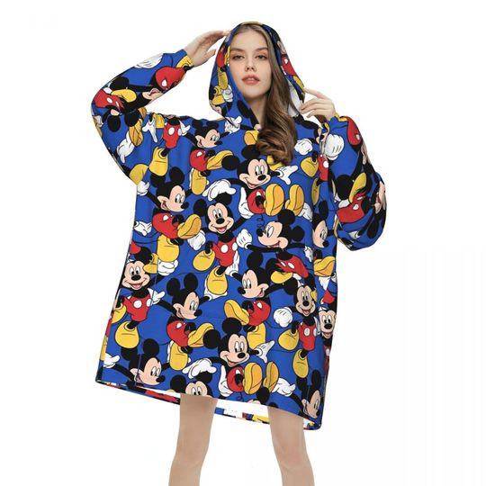 Discover Oversized Mickey Mouse Wearable Blanket Gifts for Women Men Ultrasoft Plush Warm Sweatshirt Blankets With Pocket