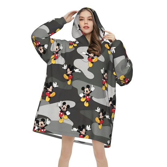 Discover Cute Mickey Mouse Wearable Blanket Hoodie for Women Men Warm Cozy Oversize Blanket Sweatshirt Thick Fleece Hooded Blanket