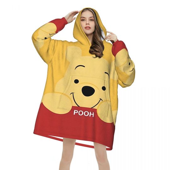 Discover Oversized Winnie The Pooh Wearable Blanket Winter Gifts for Women Men Ultrasoft Plush Warm Sweatshirt Blankets With Pocket