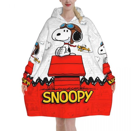 Oversized Snoopys Cute Dogs Woodstock Blanket Hoodie Gifts for Women Men
