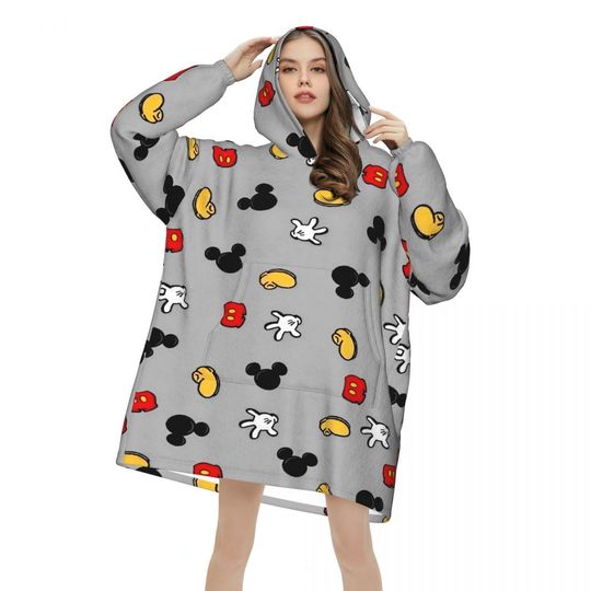 Discover Oversized Mickey Mouse Wearable Blanket Gifts for Women Men Ultrasoft Plush Warm Sweatshirt Blankets With Pocket