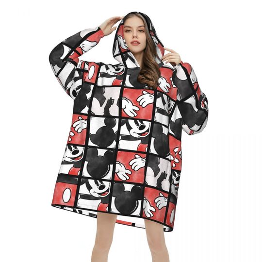 Discover Oversized Mickey Mouse Wearable Blanket Gifts for Women Men Ultrasoft Plush Warm Sweatshirt Blankets With Pocket