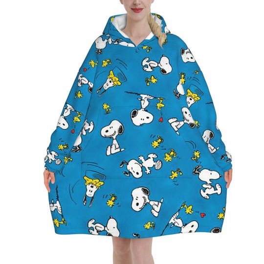 Snoopys Cute Dogs Woodstock Blanket Hoodie