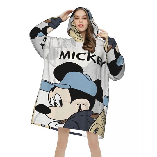 Discover Cool Mickey Mouse Wearable Blanket Hoodie for Women Men Oversized Sweatshirt Blanket with Pocket