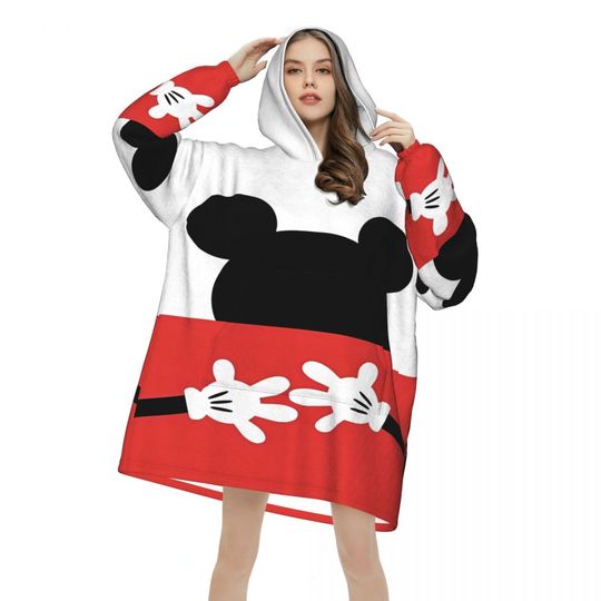 Discover Mickey Mouse Blanket Hoodie Oversized Wearable Sweatshirt Blanket Warm Gifts for Women Girls Girlfriend