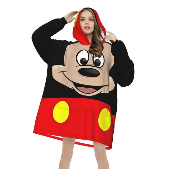 Discover Mickey Mouse Wearable Blanket Hoodie for Women Men Oversized Sweatshirt Blanket with Pocket