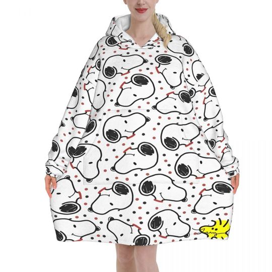 Discover Snoopys Cute Dogs Oversized Blanket Hoodie Sweatshirt Long Fleece Hooded Wearable Blanket with Large Pocket for Women Men