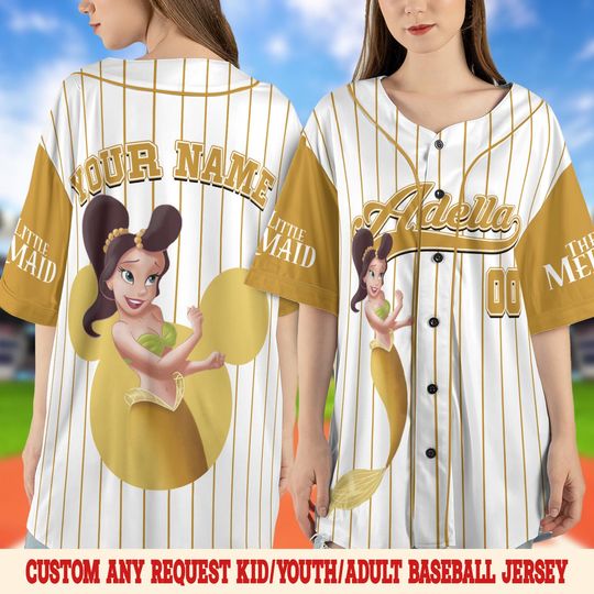Discover Disney The Little Mermaid Character Baseball jersey Ariel Princess,Attina Adella Aquata Arista,Disneyland Family Baseball jersey UN2J06-5