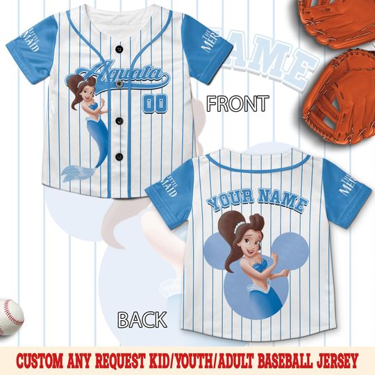 Discover Disney The Little Mermaid Character Baseball jersey Ariel Princess,Attina Adella Aquata Arista,Disneyland Family Baseball jersey UN2J06-3