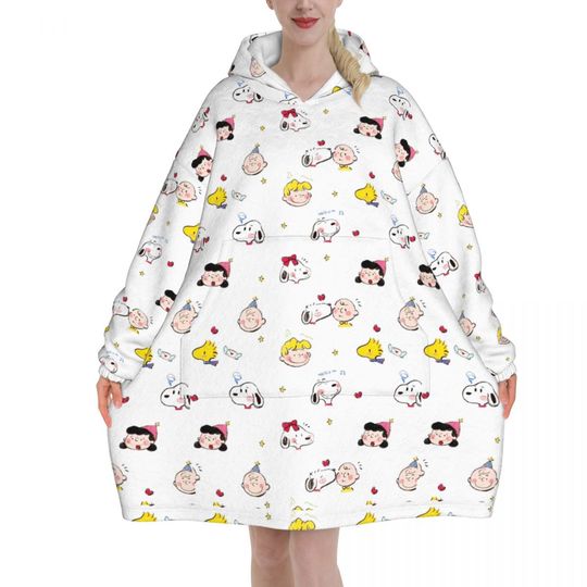Oversized Snoopys Cute Dogs Woodstock Blanket Hoodie