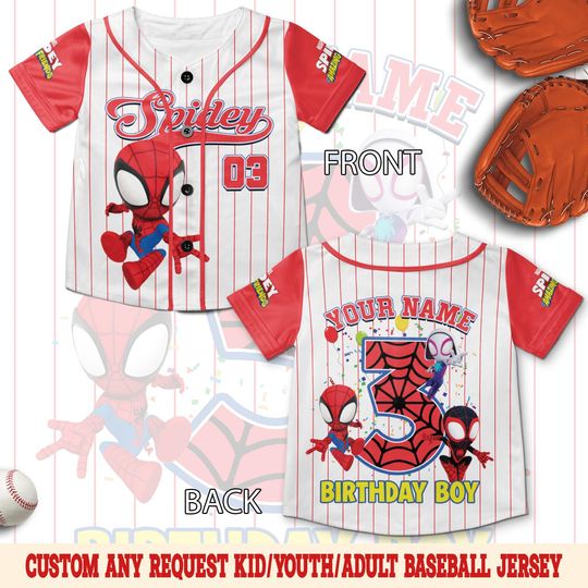 Discover Personalized Spidey and his Amazing Birthday Baseball Jersey
