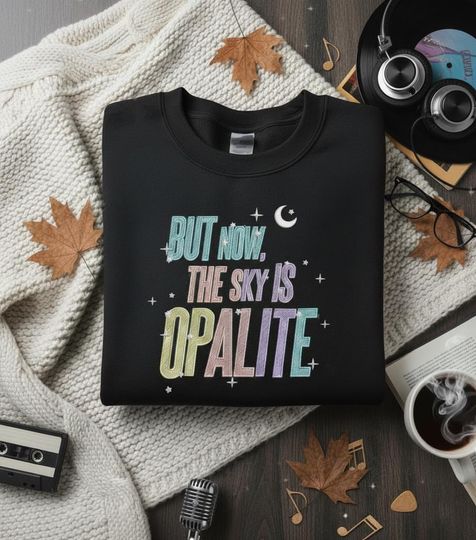 Discover Embroidered But Now The Sky Is Opalite Shirt, Dancing Through The Lightning Strike, Song Lyrics Shirt, in my showgirl era, showgirl shirt