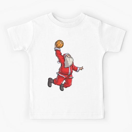 Discover Basketball Santa Slam Dunk T Shirt Christmas Xmas Ball Sport Kids T-Shirt