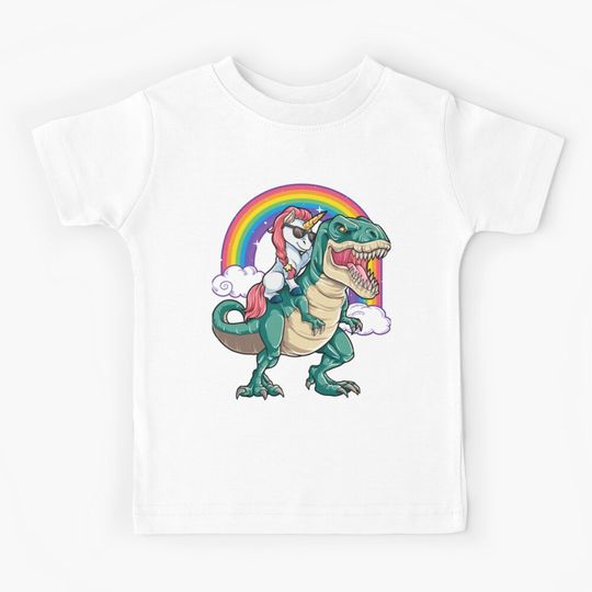 Discover Unicorn Riding Dinosaur Shirt for Girls Women Kids Boys Men Unicorn Dino Lover Gift Kids T-Shirt