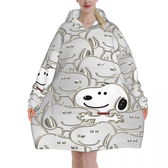 Discover Snoopys  Wearable Blanket Hoodie for Women Men Warm Cozy Oversize Blanket Sweatshirt Thick Fleece Hooded Blanket with Pocket