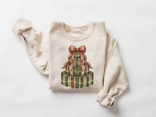 Christmas Book Tree Sweatshirt, Retro Christmas Reading Sublimation Sweatshirt