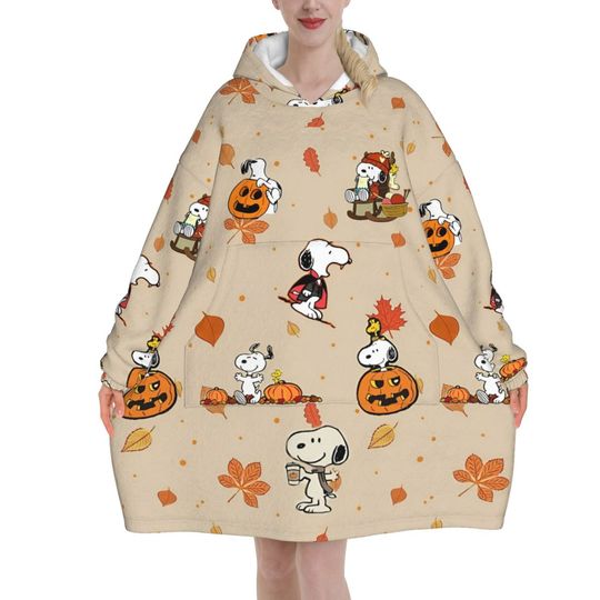 Snoopys Cute Dogs Woodstock Wearable Blanket Hoodie for Women Men