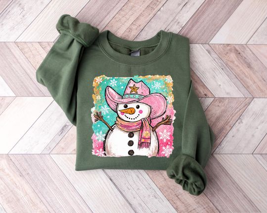 Discover Christmas Snowman Sweatshirt, Cowgirl Snowman Shirt, Christmas Sweatshirt