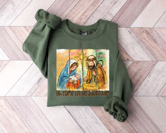 Discover Nativity Scene Sweatshirt, Christian Christmas Sweater, Christmas Nativity Sweatshirt