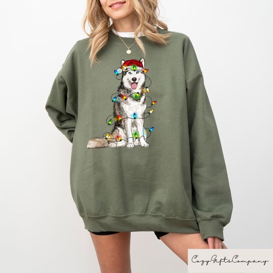 Discover Husky Christmas Sweatshirt, Siberian Husky Xmas Sweater