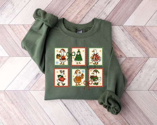 Discover Silly Goose Christmas Sweatshirt, Funny Christmas Stamps Crewneck