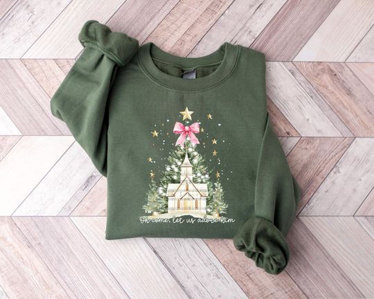 Discover Christmas Tree Bow Sweatshirt, Christmas Shirt For Women, Christmas Tree Sweatshirt