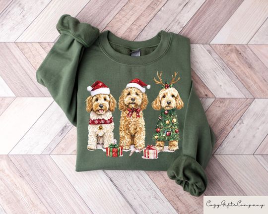 Discover Comfort Christmas Dog Sweatshirt, Christmas Goldendoodle Shirt, Doodle Mom Crewneck