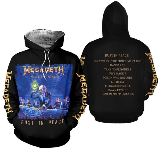 Megadeth Rust In Peace Black Pullover Hoodie Hoodie 3d - all printed