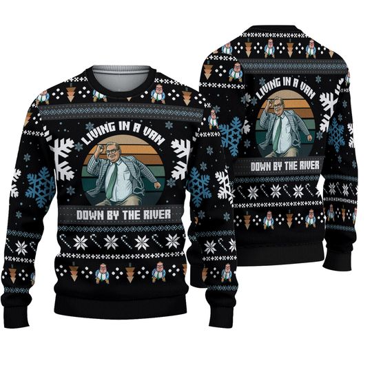 Christmas Saturday Night Live Ugly Sweater, Matt Foley Xmas Sweater, Living In A Van Shirt, Vintage Tv Show Sweater Funny, Gift For Fan