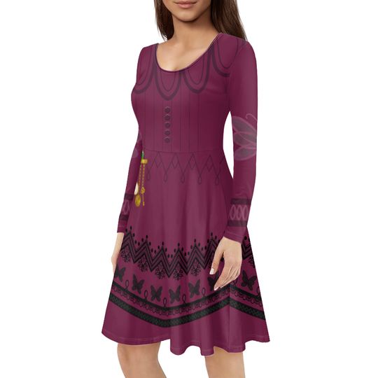 Encanto Abuela Alma Madrigal Inspired Long Sleeve Midi Dress