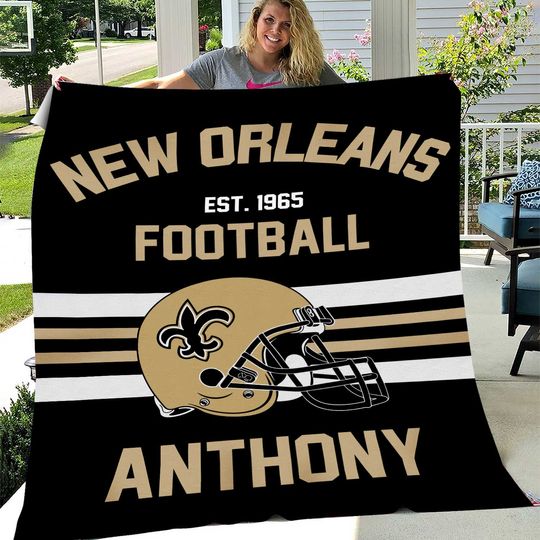 Custom New Orleans Saints Blanket football Saints Gift Sports Gift Saints Blanket game day sport gift Football Gift for him