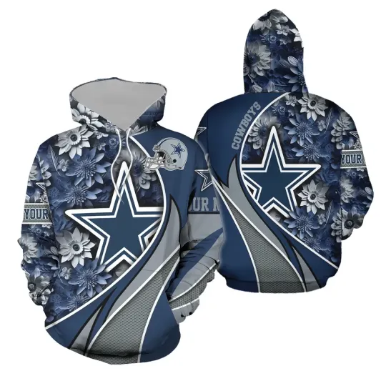Discover Personalized Cowboys Football Custom Name 3D Hoodies, unisex adults S-5XL