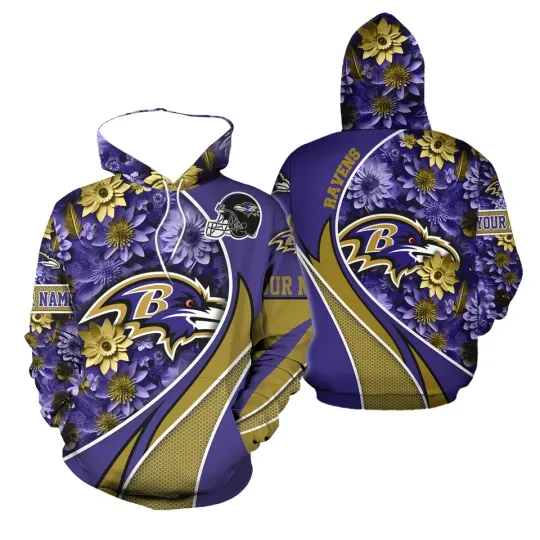 Discover Personalized Ravens Football Team 3D Hoodie, Gift for Men Women