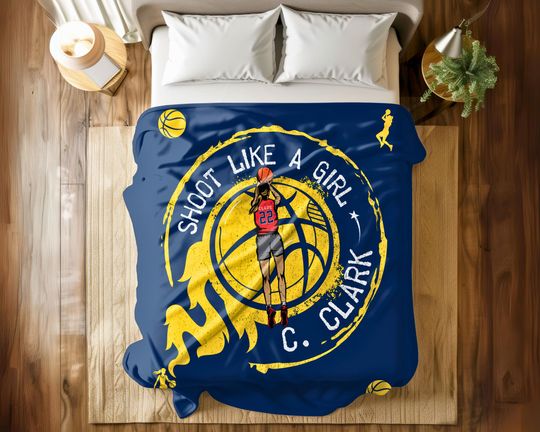 Caitlin Clark Basketball Blanket: 'Shoot Like a Girl' Fleece Blanket