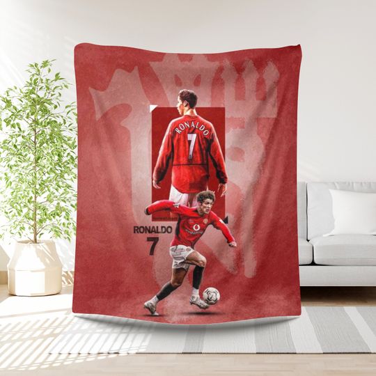 Ronaldo Football Blanket Boys Gift Idea Soccer Player Bedding Birthday Present Sports Lover Gift for Boys Football lover Soccer gift