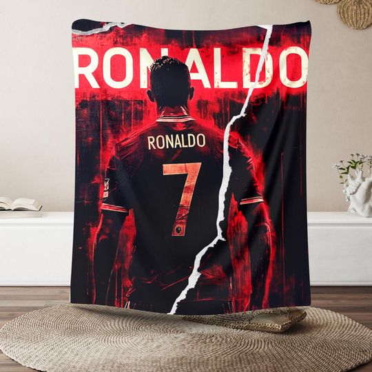 Cristiano Ronaldo Plush Blanket Sports Fan Home Decor Soccer Player Soccer Lover Gift Bedroom Accent Cozy Blanket