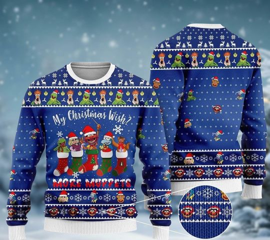 Discover The Muppets Ugly Christmas Sweater, My Christmas Wish More Muppets Sweater, Disney Xmas Sweater Women Men Kid, Holiday Gift for Friends