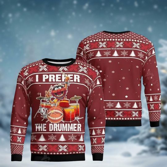Discover The Muppets Ugly Christmas Sweater, I Prefer The Drummer Shirt, Animal Sweater, Funny Xmas Gift For Men Women Kids, Disney Holiday Gift