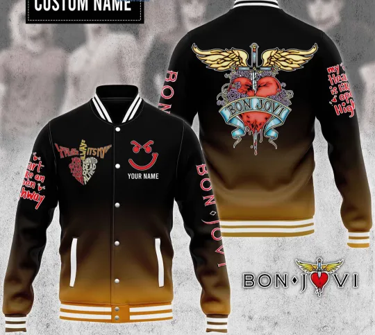 Discover Bon Jovi Give Love Personalized Baseball Jacket