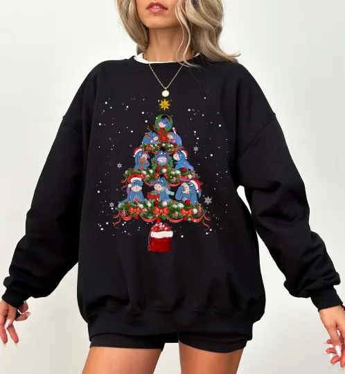 Winnie The Pooh Character Eeyore Christmas Tree Merry Christmas Sweatshirt