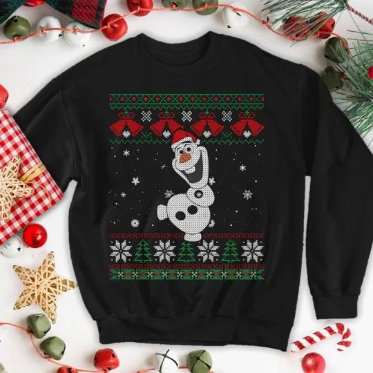 Funny Olaf Snowman Santa Hat Let It Snow Winter Holiday Christmas Sweatshirt
