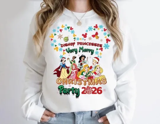Discover Cartoon Princesses Very Merry Christmas Party 2026 Sweatshirt