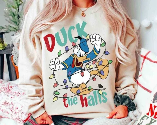 Duck The Halls Donald Duck Christmas Lights Costume Merry Christmas Sweatshirt