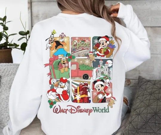 Discover Retro Mickey And Friends Christmas Trip 2025 Festive Holiday Sweatshirt
