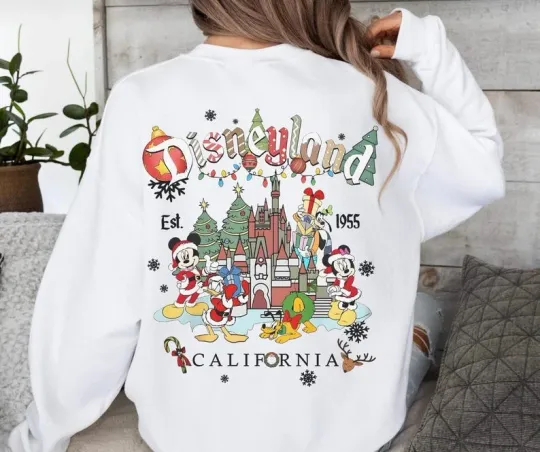 Discover Vintage Mickey & Friends Est 1955 Family Holiday Christmas 2025 Sweatshirt