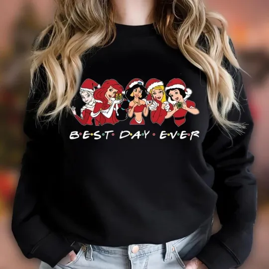 Discover Faity Tale Princesses Santa Claus Best Day Ever Merry Christmas Sweatshirt